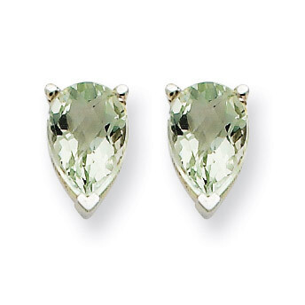 6x4 Pear Green Quartz Earrings 14k White Gold XE79WAG, MPN: XE79WAG, 883957102931