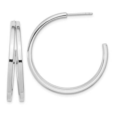 Split Design Hoop Post Earrings Sterling Silver Rhodium-Plated QE15975, MPN: QE15975, 196904150993