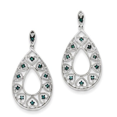 Dangle White &amp; Blue Diamond Post Earrings Sterling Silver QE10712, MPN: QE10712, 883957026015