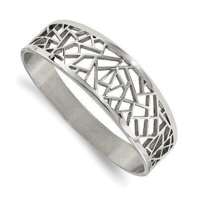 Geometric Cut-out Hinged Bangle Stainless Steel Polished SRB1887 by Chisel, MPN: SRB1887, 191101016…