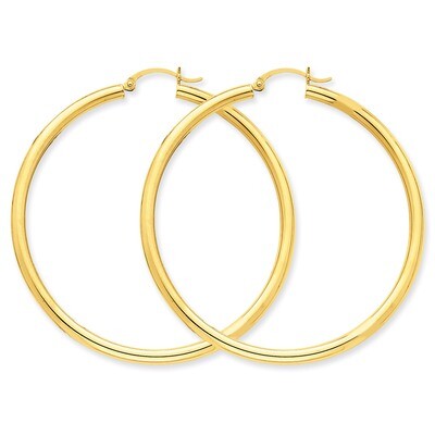 Polished 3mm Round Hoop Earrings 10k Gold 10T944, MPN: 10T944, 883957896304