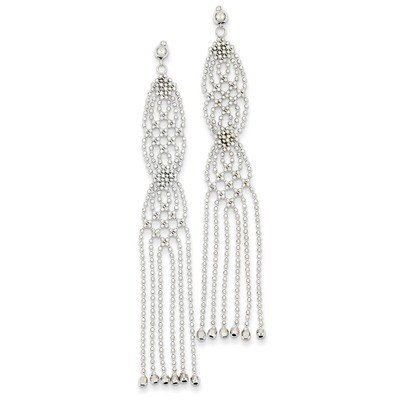 Bead Chain Earrings 14k White Gold WF113, MPN: WF113, 883957026879
