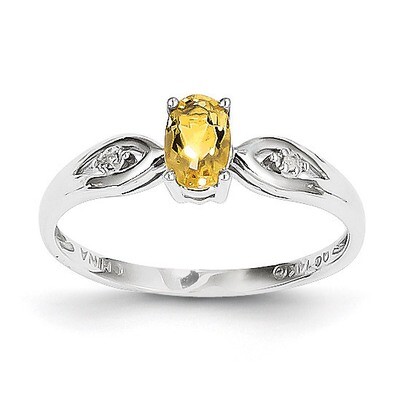 Citrine Diamond Ring 14k White Gold Genuine XBS320, MPN: XBS320, 883957541563