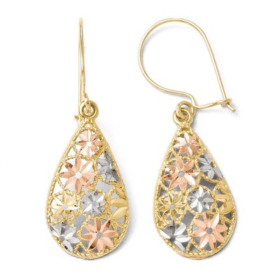 Leslie&#39;s White and Rose Rhodium Diamond-cut Dangle Earrings - 10k Gold HB-TC31, MPN: TC31, 88395753…