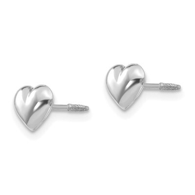 Puff Heart Post Earrings - 14k White Gold SE1976 by Madi K, MPN: SE1976, 27657661798