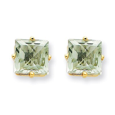 7mm Square Green Quartz Earrings 14k Gold XE63CG, MPN: XE63CG, 883957094496