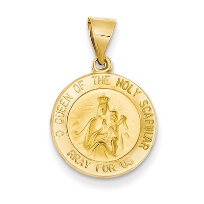Queen of the Holy Scapular Reversible Medal Pendant 14k Gold Polished &amp; Satin XR1265, MPN: XR1265, …