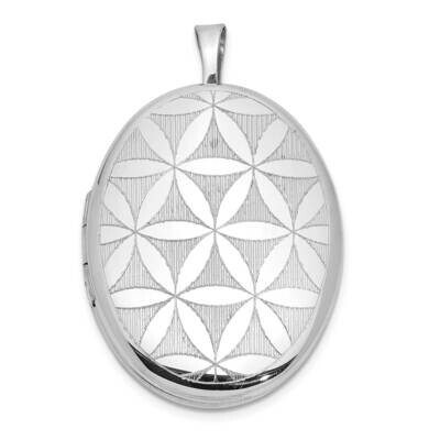 Quilt Design 26X20mm Oval Locket Sterling Silver Rhodium-plated QLS1069, MPN: QLS1069,