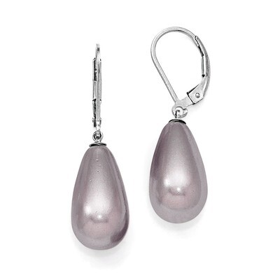 10X18Mm Teardrop Purple Shell Bead Earrings Sterling Silver QMJET10PU, MPN: QMJET10PU, 886774294100