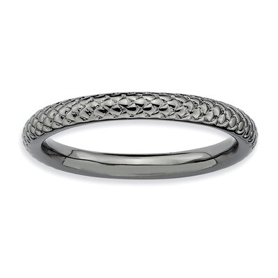 Black-plated Cable Ring Sterling Silver QSK205-10, MPN: QSK205-10, 883957136776