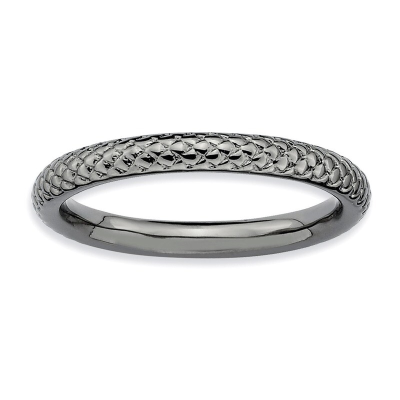 Black-plated Cable Ring Sterling Silver QSK205-10