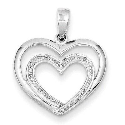 Double Heart Pendant Sterling Silver Rhodium-plated Diamond QP3288, MPN: QP3288, 883957402383