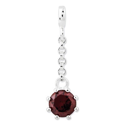 Dark Red Diamond 1/2 inch Dangle Enhancer Sterling Silver QN129, MPN: QN129, 191101279010