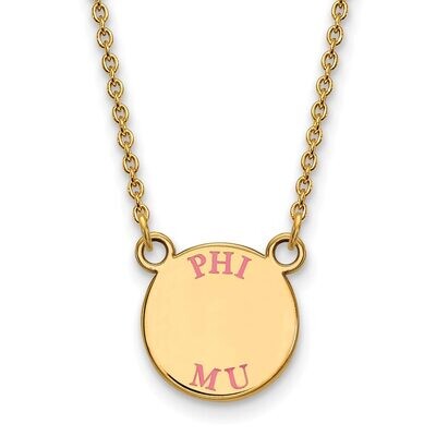Phi Mu Extra Small Enameled Pendant with 18 Inch Chain Gold-plated Silver GP014PHM-18, MPN: GP014PH…
