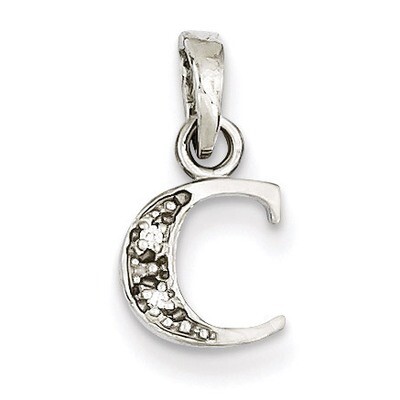 Polished .01ct Diamond Initial C Pendant 14k White Gold YC251C, MPN: YC251C, 883957323619