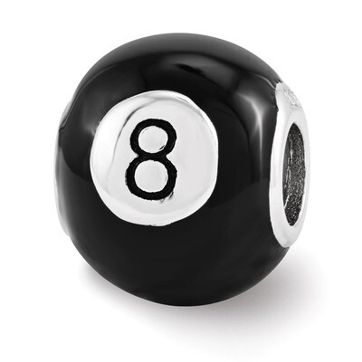 Black Enamel 8-Ball Bead - Sterling Silver QRS3475, MPN: QRS3475, 886774964638