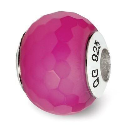 Fuchsia Cracked Agate with Shell Stone Bead - Sterling Silver QRS2344, MPN: QRS2344, 883957514345