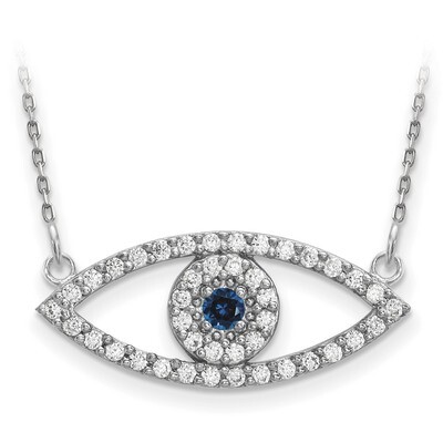 Medium Diamond and Sapphire Evil Eye Necklace 14k White Gold XP5045WS/A, MPN: XP5045WS_AA, 19110183…