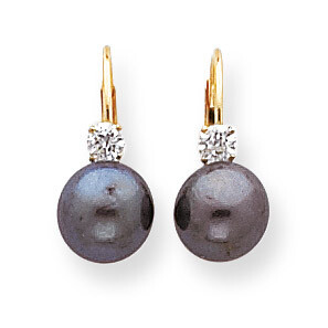 7mm Black Cultured Pearl Diamond Leverback Earring 14k Gold XLB70BP/AA, MPN: XLB70BP/AA, 8839571312…