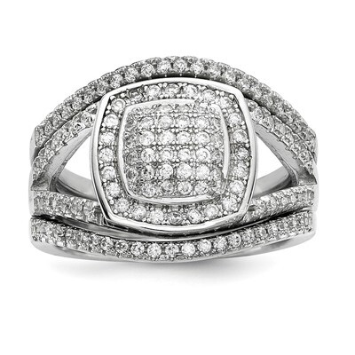 CZ Diamond 3 Ring Set Sterling Silver Rhodium-plated QR6715, MPN: QR6715, 886774002798