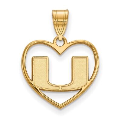 University of Miami Pendant in Heart Gold-plated Silver GP017UMF, MPN: GP017UMF, 886774921808