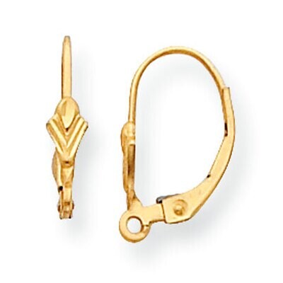 Fancy Leverback with Split Ring Earring Component 14k Yellow Gold YG799, MPN: YG799,