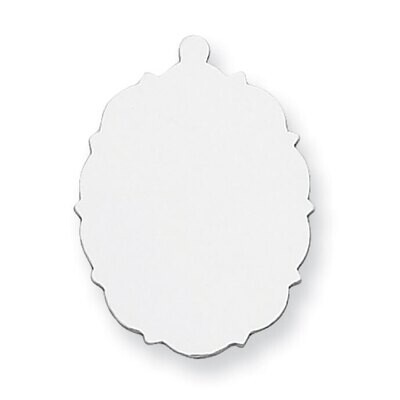 Fancy Oval Disc with Eyelet Stamping Sterling Silver Rhodium-plated SS1259, MPN: SS1259,