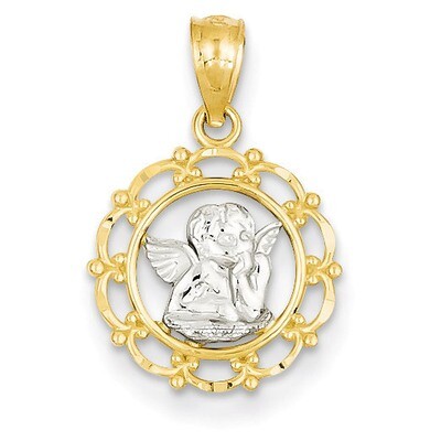Framed Cherub Pendant 14k Gold REL163, MPN: REL163, 886774619149