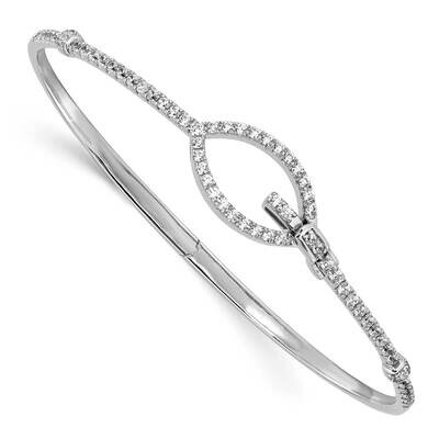 Diamond Oval Buckle Hinged Bangle 14k White Gold Polished BM8390-088-WA, MPN: BM8390-088-WA, 883957…