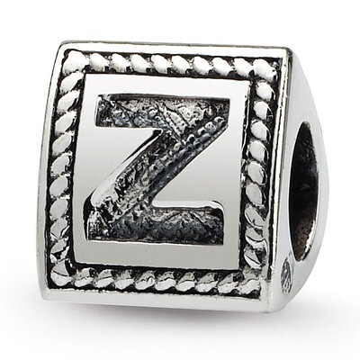 Letter Z Triangle Block Bead - Sterling Silver QRS1429Z, MPN: QRS1429Z, 883957304854