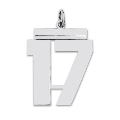 Charm Number 17 Polished Sterling Silver Large QPL17, MPN: QPL17, 191101280689