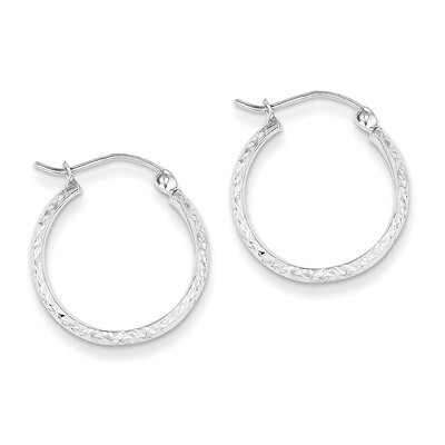 Diamond-cut 2.8x18mm Hollow Hoop Earrings 14k White Gold TC800, MPN: TC800, 886774562292