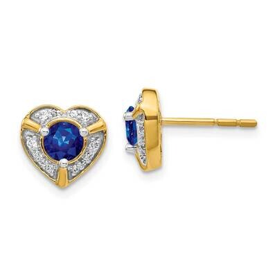 Sapphire Fancy Heart Earrings 14k Gold Diamond EM3921-SA-014-YA, MPN: EM3921-SA-014-YA, 191101836527