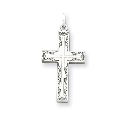 Cross Charm Laser Designed Sterling Silver QXR103, MPN: QXR103, 883957556581