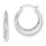 Textured Hollow Hoop Earrings 14k White Gold TL779, MPN: TL779, 886774562834