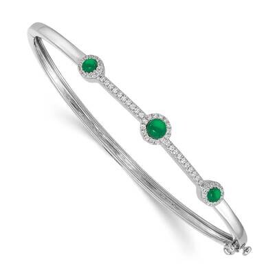 Cabochon Emerald Bangle 14k White Gold Diamond BM4031-EM-025-WA, MPN: BM4031-EM-025-WA, 883957204864