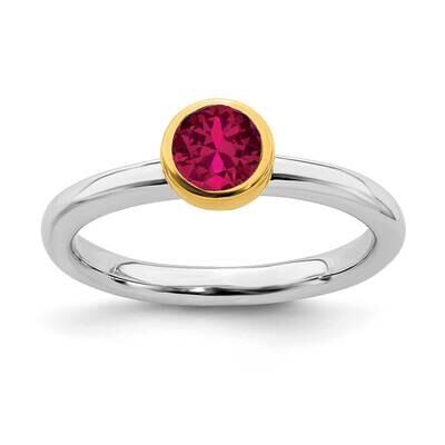 Cr. Ruby Ring Sterling Silver Gold-plated QSK1881, MPN: QSK1881, 191101717741