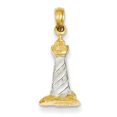 3-D Cape Hatteras Lighthouse Pendant 14K Gold &amp; Rhodium K4146, MPN: K4146, 637218157082
