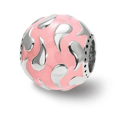 Pink Enameled &amp; Silver IP-Plated Bead Sterling Silver QRS3937, MPN: QRS3937,