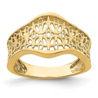 Pattern Scalloped Edge Ring 14k Gold Cut-out R735, MPN: R735, 196904050194