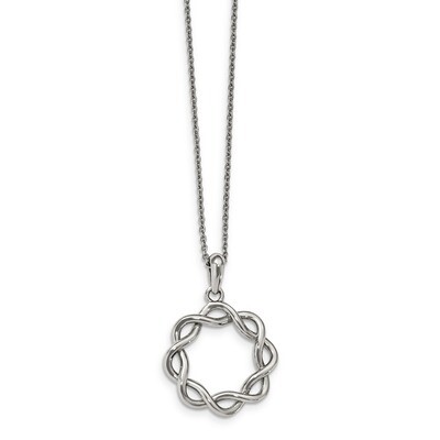 Criss Cross Circle 16 inch with 2 inch Extender Necklace Stainless Steel Polished SRN2481-16 by Chi…