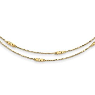 Diamond-Cut Beaded Double Strand with 1 Inch Extender Necklace 18 Inch 14k Gold Polished SF2852-17,…