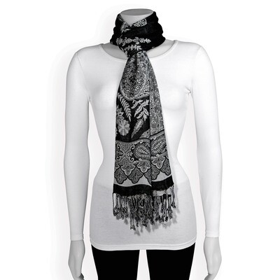 Black White Paisley Fashion Scarf GM13095, MPN: GM13095, 191101416064