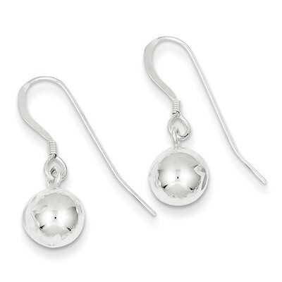 8mm Diamond Cut Bead Dangle Earrings Sterling Silver QE4894, MPN: QE4894, 883957933986
