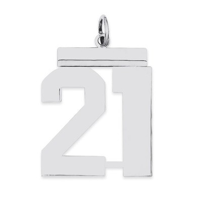 Charm Number 21 Polished Sterling Silver Large QPL21, MPN: QPL21, 191101280726