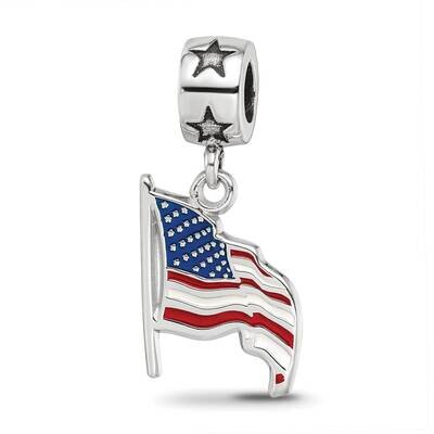 FLAG WAVING 5/8 ENAMELED ON STAR BEAD BAIL Sterling Silver PS024EBD3-SS, MPN: PS024EBD3-SS, 6344019…