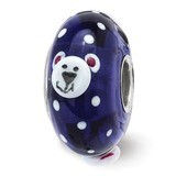 Roly Polar Bear Fenton Glass Bead Sterling Silver Hand Painted QRS3880, MPN: QRS3880, 19727658579