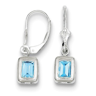 7x5mm Emerald Cut Blue Topaz Leverback Earrings Sterling Silver QE2048BT, MPN: QE2048BT, 8839572284…