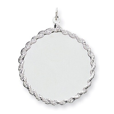 Round with Rope Disc Charm Engravable Sterling Silver QM387/18, MPN: QM387/18, 883957567839