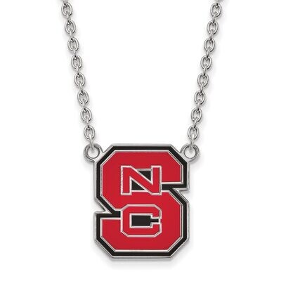 North Carolina State University Large Enamel Pendant with Necklace Sterling Silver SS081NCS-18, MPN…